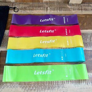 Letsfit Resistance Band Set; Assorted Color w/ storage bag
